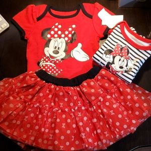 NWT Disney Minnie mouse 3 piece set. 6-9m